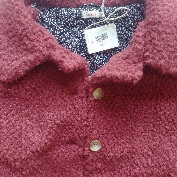 New With Tags Faherty XL Timber Ridge Fleece Jacket in Henna - Picture 9 of 12